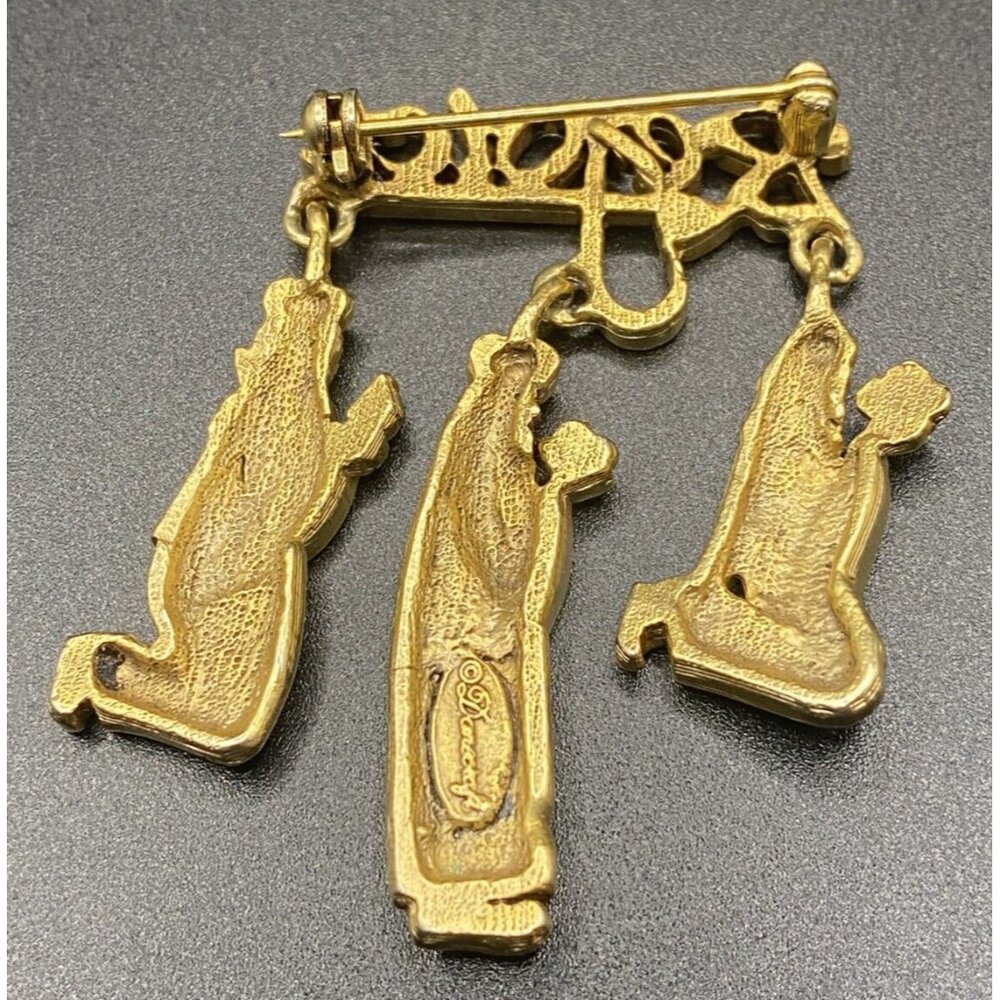 Vintage Christmas Brooch Danecraft Gold Tone Three Wisemen Rejoice Pin  1.5 x 2" - Picture 2 of 5